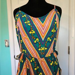 Xhilaration Multicolor Striped Dress Ruffle Detail and Pockets Slip Dress Sz M